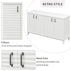 Buffet moderne à 4 portes avec grand espace de rangement, étagères réglables et poignées en métal