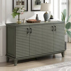 Buffet moderne à 4 portes avec grand espace de rangement, étagères réglables et poignées en métal