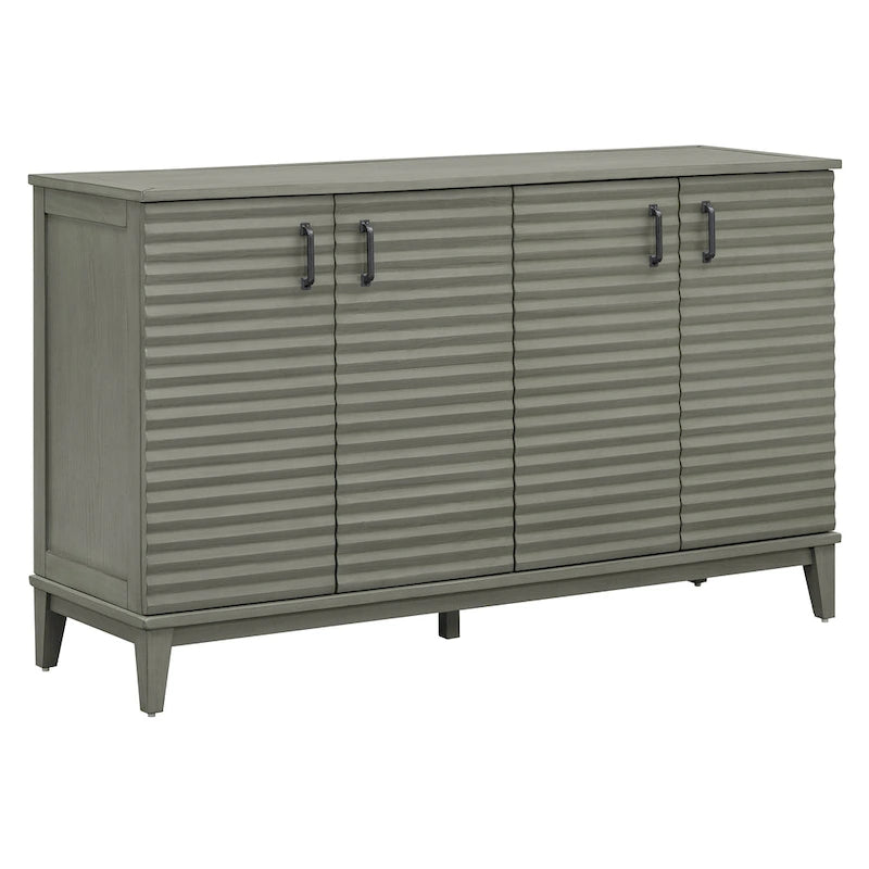 Buffet moderne à 4 portes avec grand espace de rangement, étagères réglables et poignées en métal