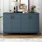 Buffet moderne à 4 portes avec grand espace de rangement, étagères réglables et poignées en métal