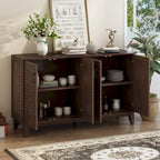 Buffet moderne à 4 portes avec grand espace de rangement, étagères réglables et poignées en métal