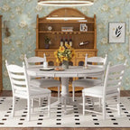 Table à manger ronde extensible 5 pièces et 4 chaises