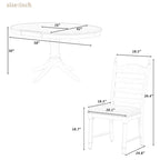 Table à manger ronde extensible 5 pièces et 4 chaises
