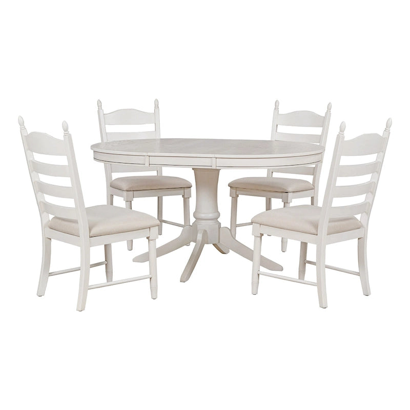 Table à manger ronde extensible 5 pièces et 4 chaises