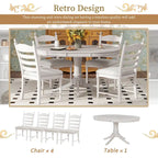 Table à manger ronde extensible 5 pièces et 4 chaises