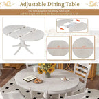 Table à manger ronde extensible 5 pièces et 4 chaises