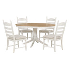 Table à manger ronde extensible 5 pièces et 4 chaises