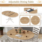 Table à manger ronde extensible 5 pièces et 4 chaises