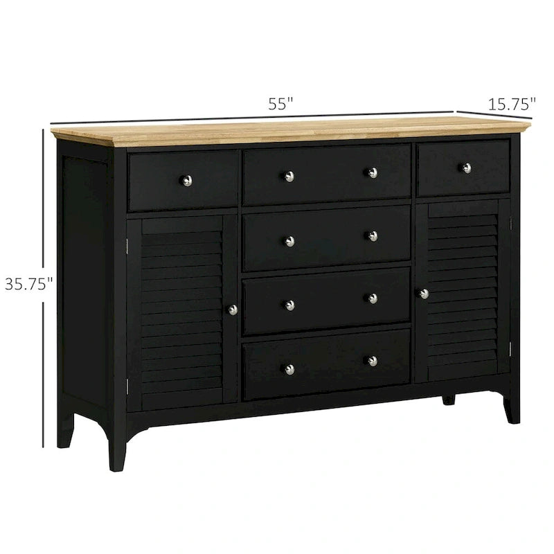 Buffet en bois avec tiroirs et étagères réglables