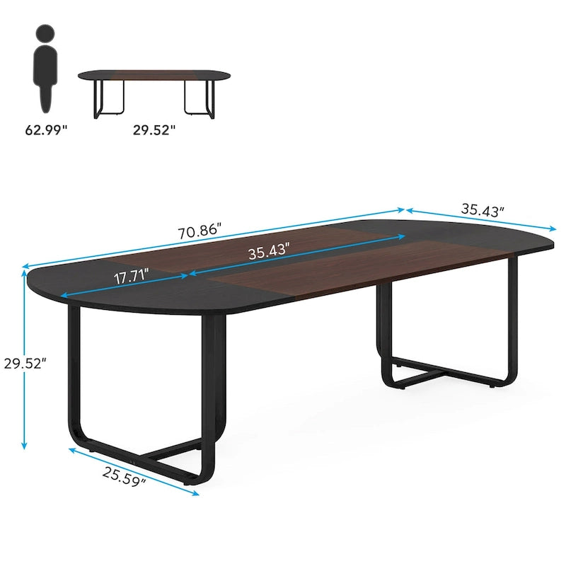 Table de conférence ovale 6 pieds Tables de réunion incurvées pour bureau