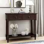 Console de style traditionnel avec deux tiroirs et une étagère inférieure