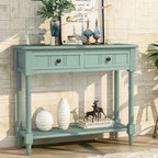 Console de style traditionnel avec deux tiroirs et une étagère inférieure