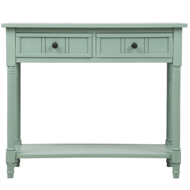 Console de style traditionnel avec deux tiroirs et une étagère inférieure