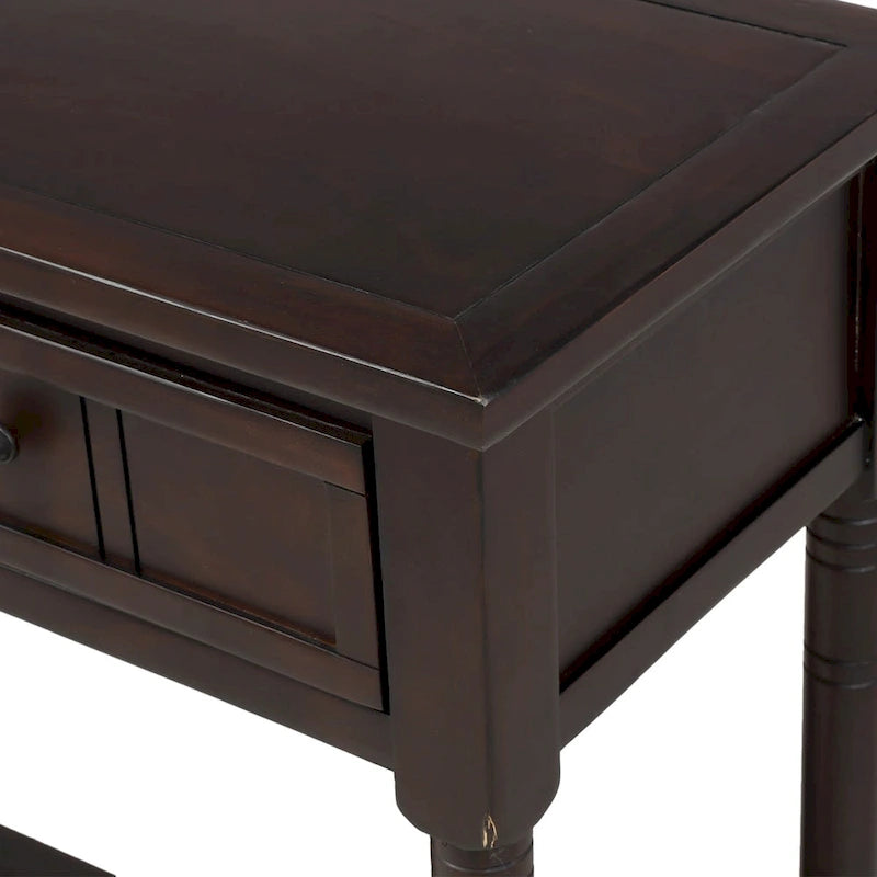 Console de style traditionnel avec deux tiroirs et une étagère inférieure