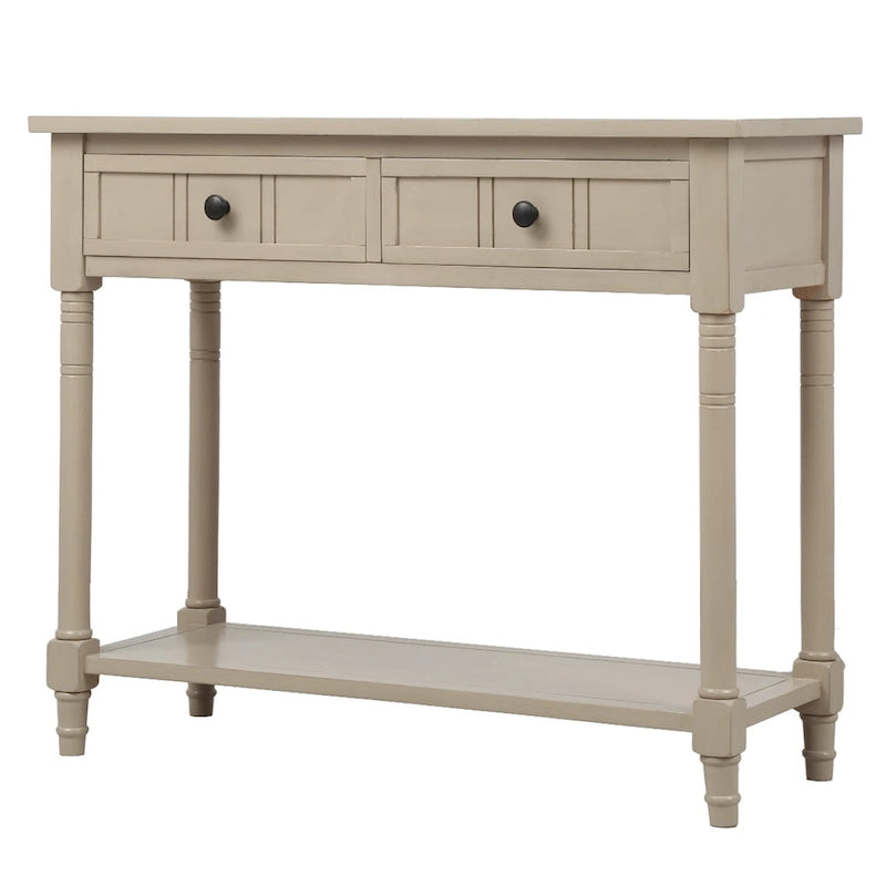 Console de style traditionnel avec deux tiroirs et une étagère inférieure