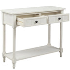 Console de style traditionnel avec deux tiroirs et une étagère inférieure
