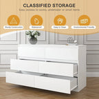 Commode double en bois à 6 tiroirs de 120 cm de large, grande unité de rangement, meuble TV et commode