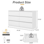 Commode double en bois à 6 tiroirs de 120 cm de large, grande unité de rangement, meuble TV et commode
