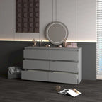 Commode double en bois à 6 tiroirs de 120 cm de large, grande unité de rangement, meuble TV et commode