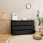 Commode double en bois à 6 tiroirs de 120 cm de large, grande unité de rangement, meuble TV et commode