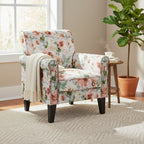 Fauteuil d'appoint traditionnel à accoudoirs roulés avec clous décoratifs couleur étain