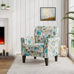 Fauteuil d'appoint traditionnel à accoudoirs roulés avec clous décoratifs couleur étain
