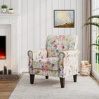 Fauteuil d'appoint traditionnel à accoudoirs roulés avec clous décoratifs couleur étain