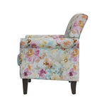Fauteuil d'appoint traditionnel à accoudoirs roulés avec clous décoratifs couleur étain