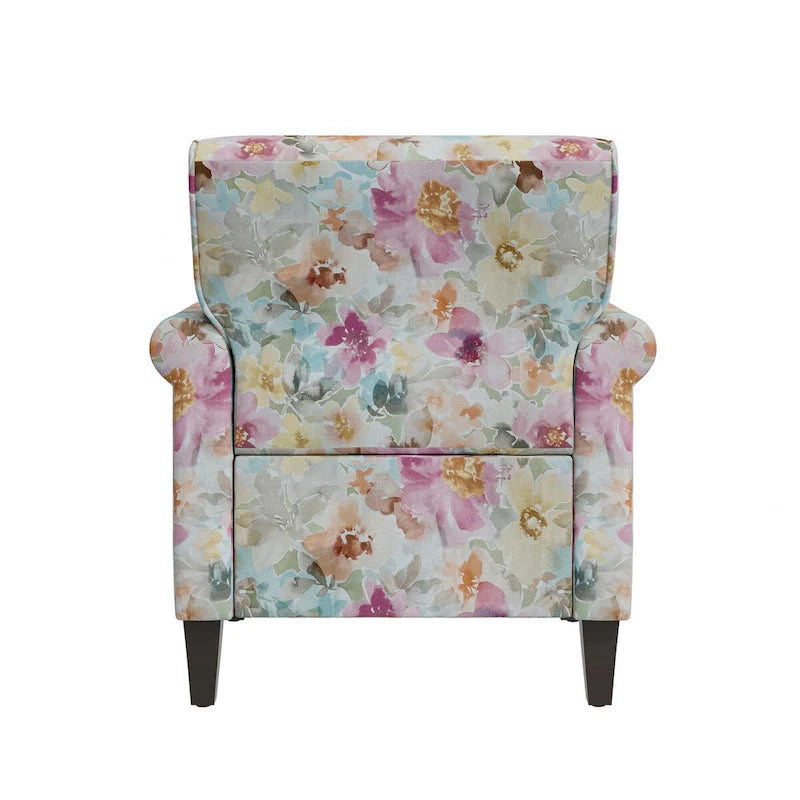 Fauteuil d'appoint traditionnel à accoudoirs roulés avec clous décoratifs couleur étain