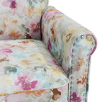 Fauteuil d'appoint traditionnel à accoudoirs roulés avec clous décoratifs couleur étain