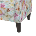 Fauteuil d'appoint traditionnel à accoudoirs roulés avec clous décoratifs couleur étain