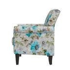 Fauteuil d'appoint traditionnel à accoudoirs roulés avec clous décoratifs couleur étain