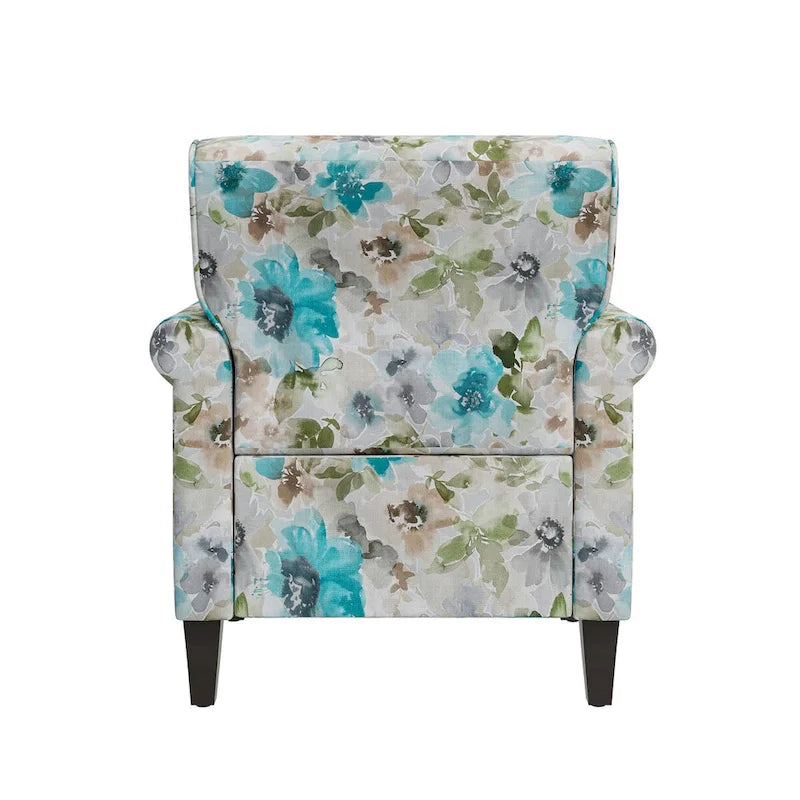 Fauteuil d'appoint traditionnel à accoudoirs roulés avec clous décoratifs couleur étain