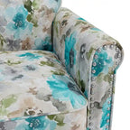 Fauteuil d'appoint traditionnel à accoudoirs roulés avec clous décoratifs couleur étain