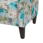 Fauteuil d'appoint traditionnel à accoudoirs roulés avec clous décoratifs couleur étain