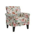 Fauteuil d'appoint traditionnel à accoudoirs roulés avec clous décoratifs couleur étain
