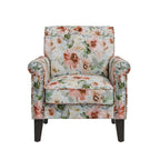 Fauteuil d'appoint traditionnel à accoudoirs roulés avec clous décoratifs couleur étain