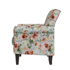 Fauteuil d'appoint traditionnel à accoudoirs roulés avec clous décoratifs couleur étain