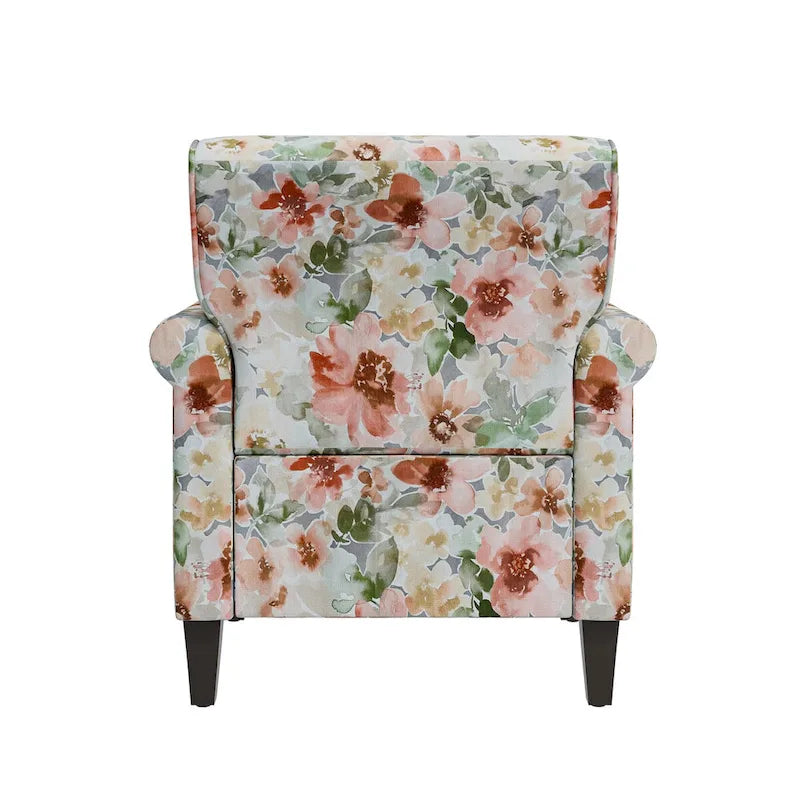 Fauteuil d'appoint traditionnel à accoudoirs roulés avec clous décoratifs couleur étain
