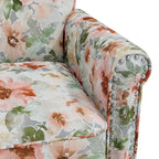 Fauteuil d'appoint traditionnel à accoudoirs roulés avec clous décoratifs couleur étain