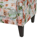 Fauteuil d'appoint traditionnel à accoudoirs roulés avec clous décoratifs couleur étain