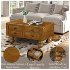 Table basse rectangulaire en bois massif avec 4 tiroirs
