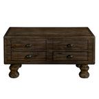 Table basse rectangulaire en bois massif avec 4 tiroirs