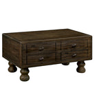 Table basse rectangulaire en bois massif avec 4 tiroirs